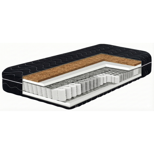 Materac kieszeniowy z warstwą kokosa w czarnym pokrowcu