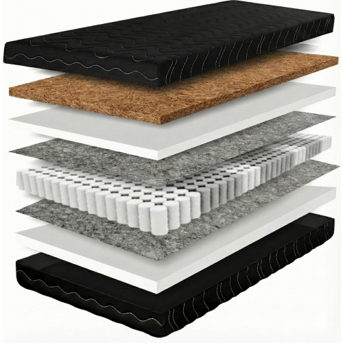 Materac kieszeniowy z warstwą kokosa w czarnym pokrowcu