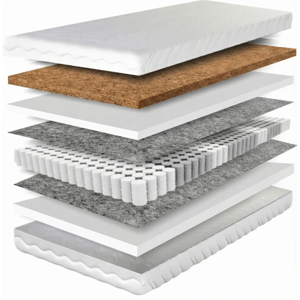 Materac kieszeniowy z warstwą kokosa w białym pokrowcu