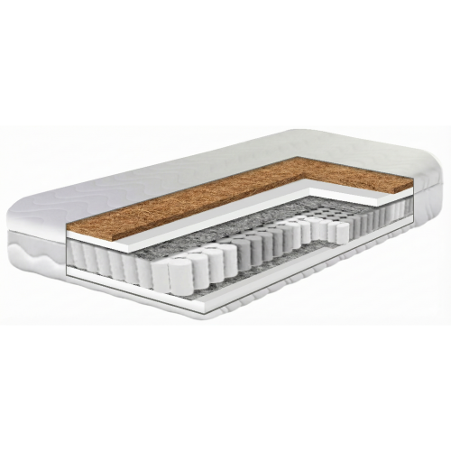 Materac kieszeniowy z warstwą kokosa w białym pokrowcu