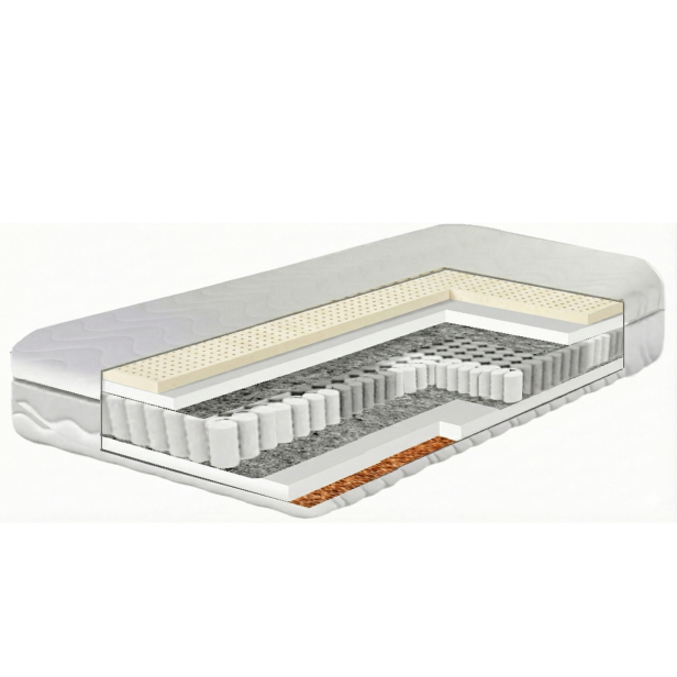 Materac kieszeniowy z warstwą lateksu i kokosa w pokrowcu białym