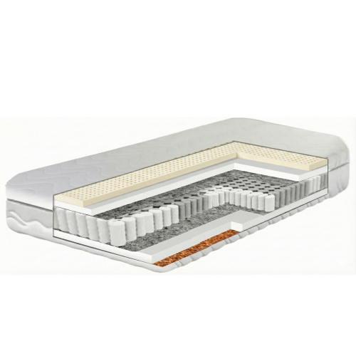 Materac kieszeniowy z warstwą lateksu i kokosa w pokrowcu białym